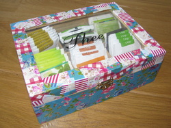 Tea box decorated with decopatch